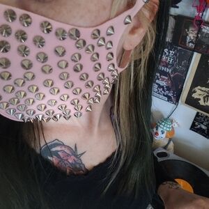 Soft Pink Studded Face Mask